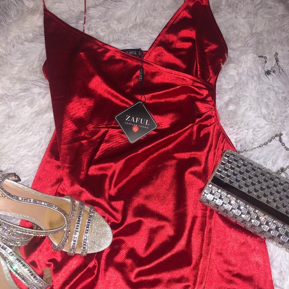Satin Red Dress - Picture 1 of 4
